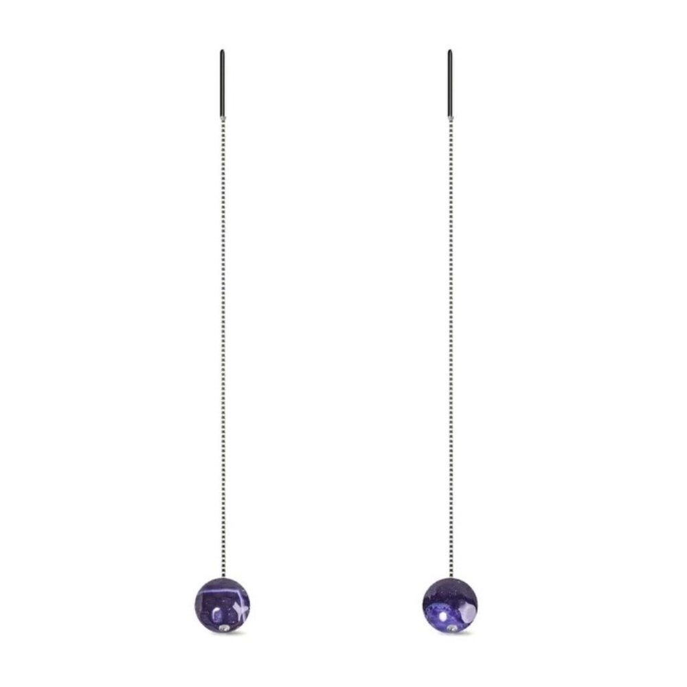 NOGU Gemstone Chain Drop Threader Earrings